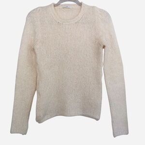 Barneys New York Cream Mohair Wool Cotton Long Sleeve Sweater Small Cozy Italy